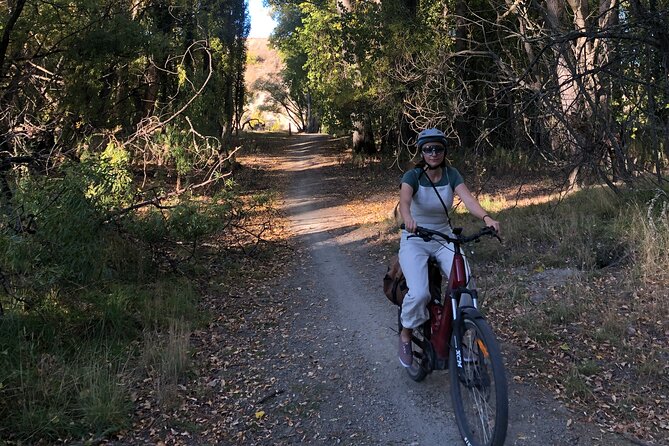 ebike tour lake Dunstan wine tasting - Following the Kawarau Arm to Bannockburn Bridge on the Lake Dunstan Trail