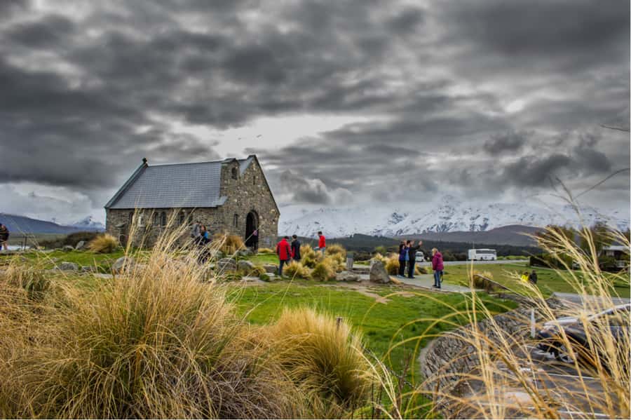 Mount Cook Full-Day Tour: Queenstown to Christchurch - Lake Tekapo’s Blue Water and the Church of the Good Shepherd Photo Moment