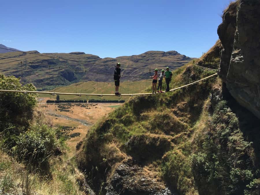 Wanaka: 2-Hour Beginner Waterfall Cable Climb - The snack and the view stop: farmland, mountains, and Lake Wanaka