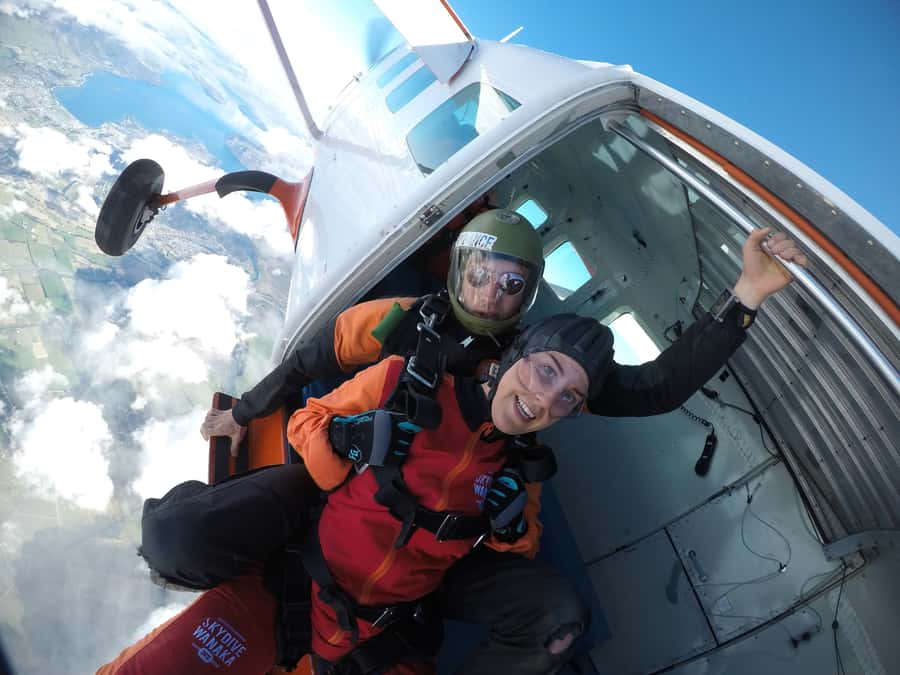 Wanaka: Tandem Skydive Experience - What happens after: de-gearing, edited video, and photos