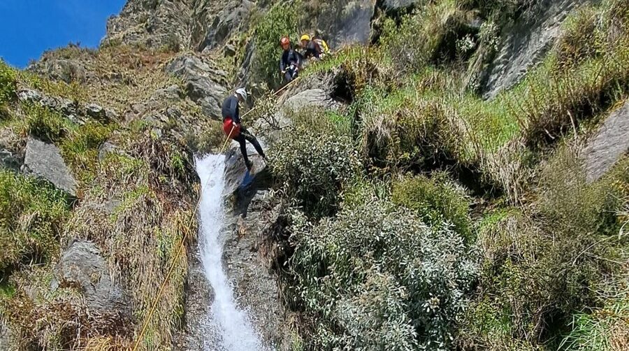 Wanaka: Waterfall Climb and Canyon Tour - The guided lower on the wire crossing (and your final reset)